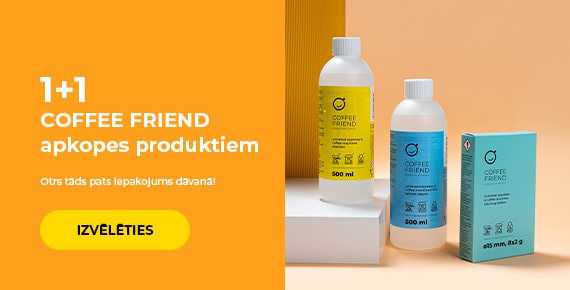 1+1 COFFEE FRIEND apkopes produktiem